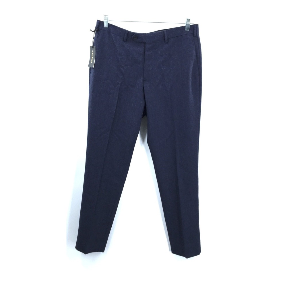 NEW‎ J. Hilburn RCR navy Blue flat front Trouser wool Pants custom bespoke 35.5